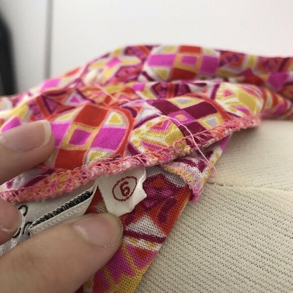 David Crystal Maxi Dress Size 6 Sleeveless Geometric Pink Yellow Vintage - Picture 7 of 7